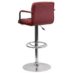 Tabouret de bar contemporain Flash Furniture en vinyle matelassé, réglable en hauteur, avec accoudoirs et base chromée