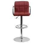 Tabouret de bar contemporain Flash Furniture en vinyle matelassé, réglable en hauteur, avec accoudoirs et base chromée