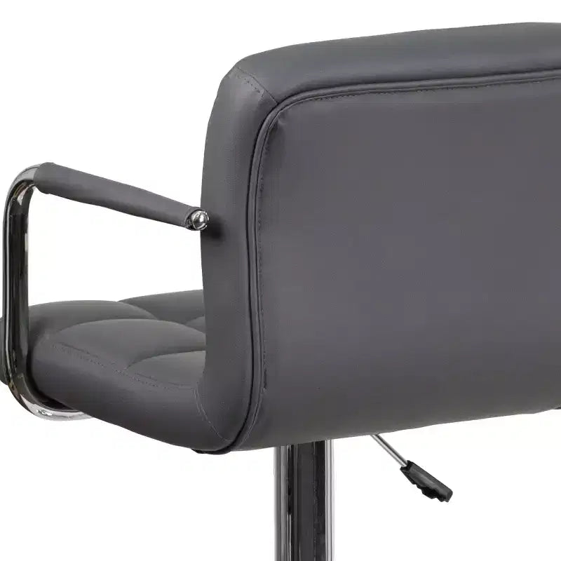 Tabouret de bar contemporain Flash Furniture en vinyle matelassé, réglable en hauteur, avec accoudoirs et base chromée
