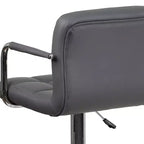 Tabouret de bar contemporain Flash Furniture en vinyle matelassé, réglable en hauteur, avec accoudoirs et base chromée
