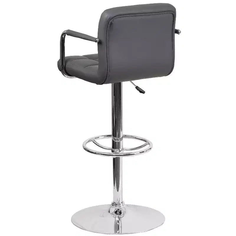 Tabouret de bar contemporain Flash Furniture en vinyle matelassé, réglable en hauteur, avec accoudoirs et base chromée