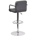 Tabouret de bar contemporain Flash Furniture en vinyle matelassé, réglable en hauteur, avec accoudoirs et base chromée