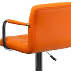 Tabouret de bar contemporain Flash Furniture en vinyle matelassé, réglable en hauteur, avec accoudoirs et base chromée
