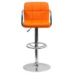 Tabouret de bar contemporain Flash Furniture en vinyle matelassé, réglable en hauteur, avec accoudoirs et base chromée