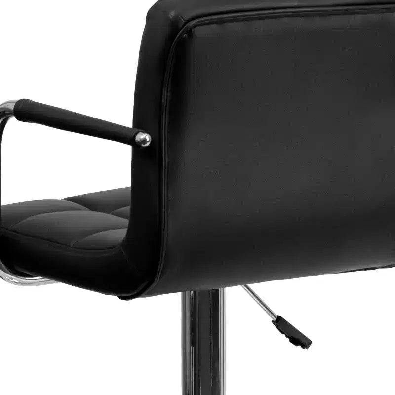 Tabouret de bar contemporain Flash Furniture en vinyle matelassé, réglable en hauteur, avec accoudoirs et base chromée