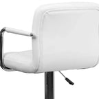 Tabouret de bar contemporain Flash Furniture en vinyle matelassé, réglable en hauteur, avec accoudoirs et base chromée
