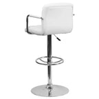 Tabouret de bar contemporain Flash Furniture en vinyle matelassé, réglable en hauteur, avec accoudoirs et base chromée