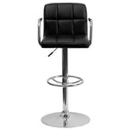 Tabouret de bar contemporain Flash Furniture en vinyle matelassé, réglable en hauteur, avec accoudoirs et base chromée