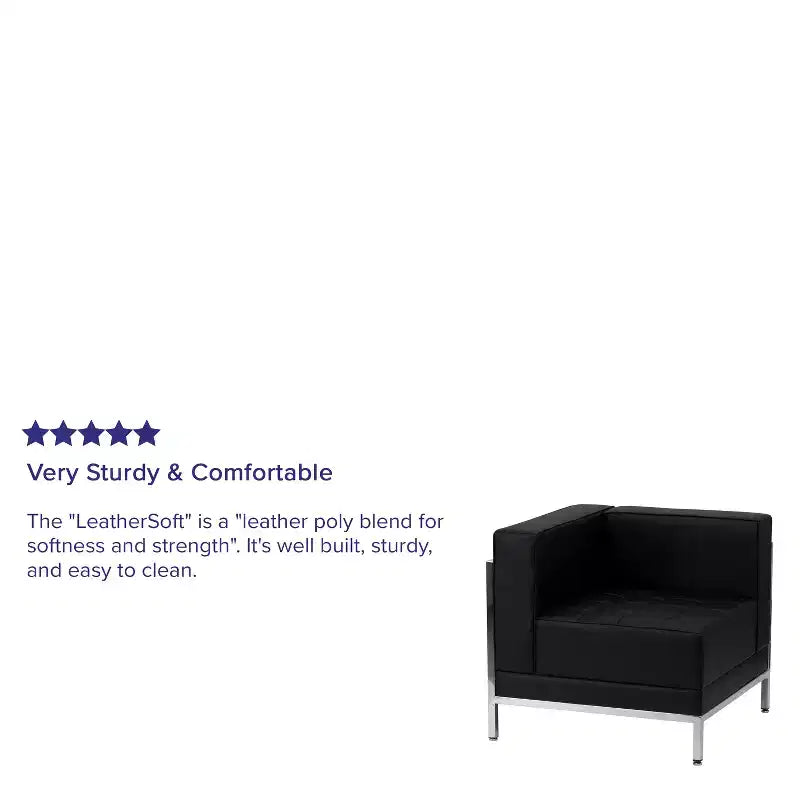 Fauteuil d'angle gauche modulaire contemporain Flash Furniture Série HERCULES Imagination avec siège capitonné et cadre encastré