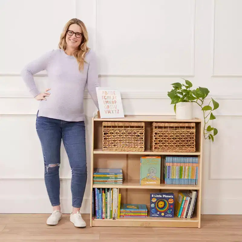 Bibliothèque classique en bois ECR4Kids avec étagères réglables, 91 cm, étagère de classe
