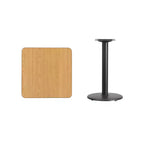 Plateau de table stratifié carré Emma et Oliver de 24 po avec pied de table rond de 18 po de hauteur