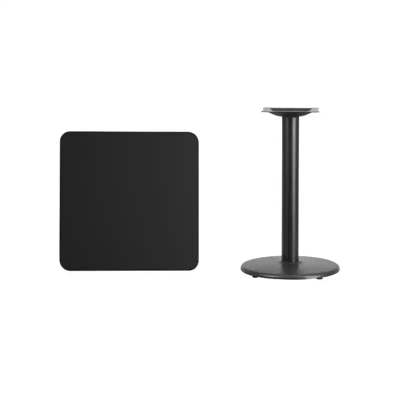Plateau de table stratifié carré Emma et Oliver de 24 po avec pied de table rond de 18 po de hauteur