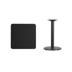 Plateau de table stratifié carré Emma et Oliver de 24 po avec pied de table rond de 18 po de hauteur