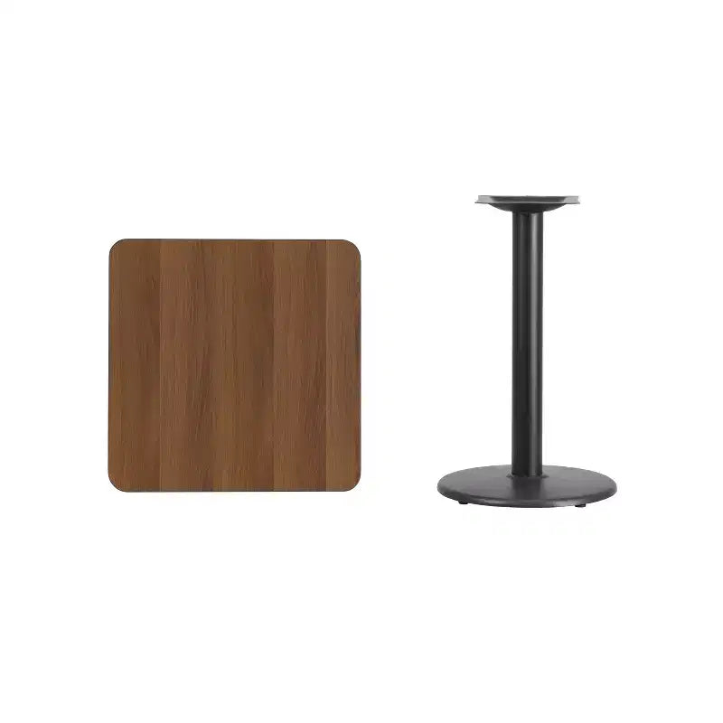 Plateau de table stratifié carré Emma et Oliver de 24 po avec pied de table rond de 18 po de hauteur