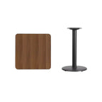 Plateau de table stratifié carré Emma et Oliver de 24 po avec pied de table rond de 18 po de hauteur