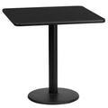 Plateau de table stratifié carré Emma et Oliver de 24 po avec pied de table rond de 18 po de hauteur