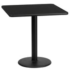 Plateau de table stratifié carré Emma et Oliver de 24 po avec pied de table rond de 18 po de hauteur