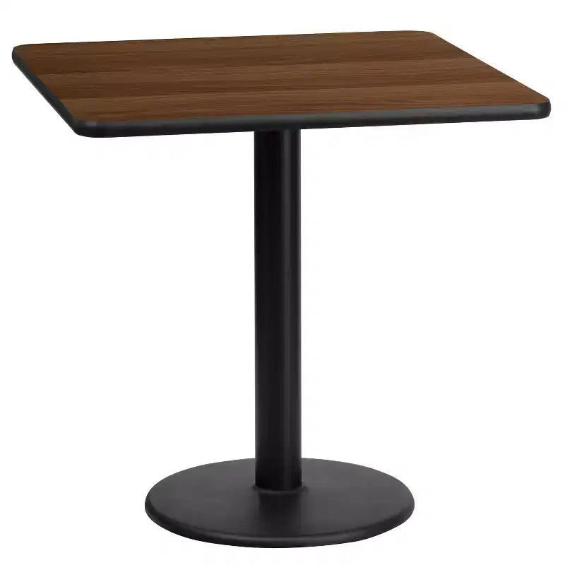 Plateau de table stratifié carré Emma et Oliver de 24 po avec pied de table rond de 18 po de hauteur