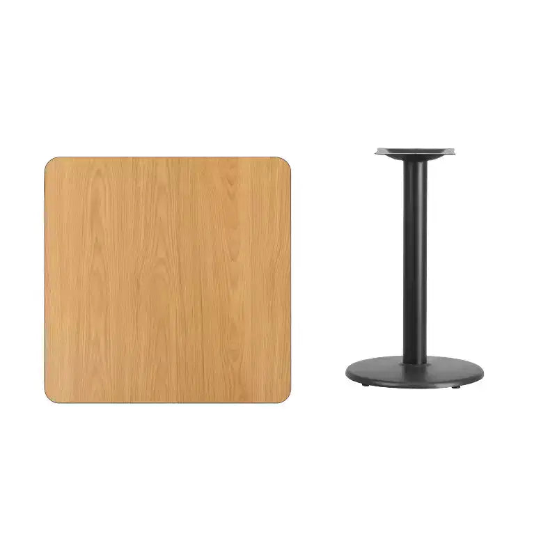 Plateau de table stratifié carré Emma and Oliver 30 avec base de 18 de hauteur ronde