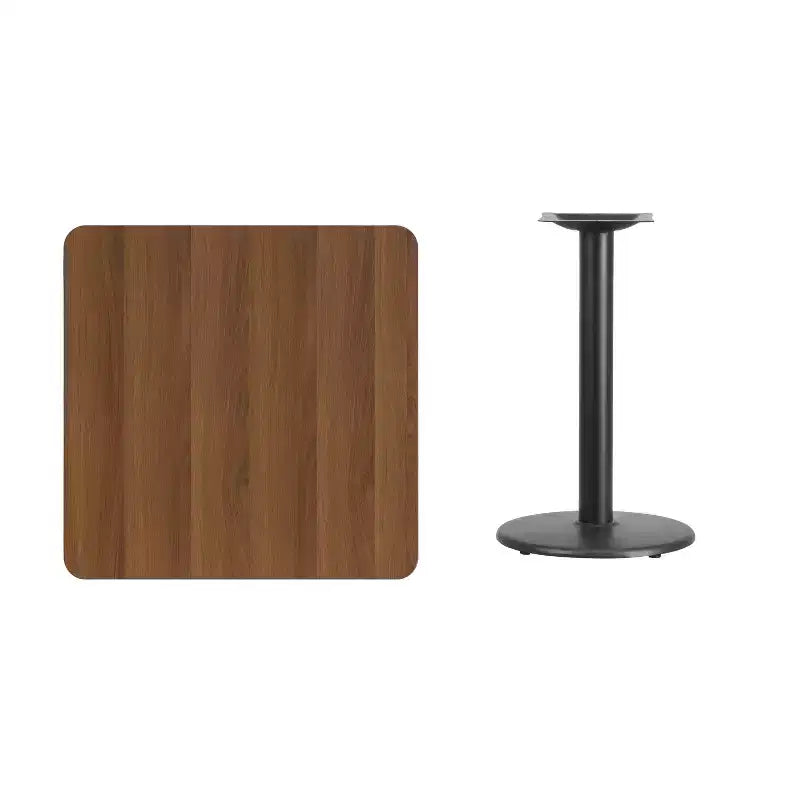 Plateau de table stratifié carré Emma and Oliver 30 avec base de 18 de hauteur ronde