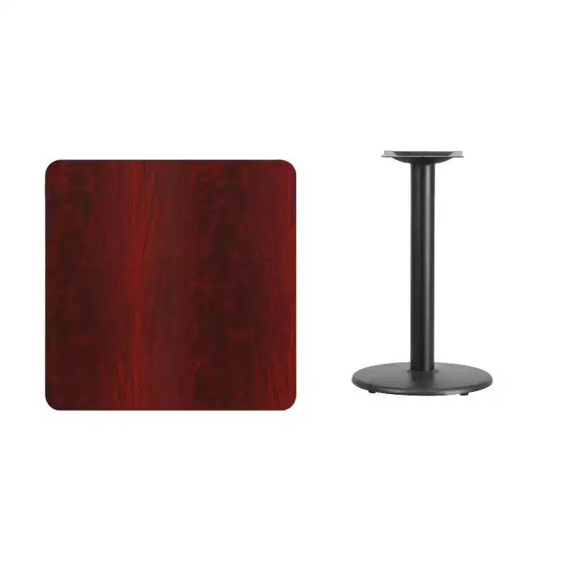 Plateau de table stratifié carré Emma and Oliver 30 avec base de 18 de hauteur ronde