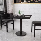 Plateau de table stratifié carré Emma and Oliver 30 avec base de 18 de hauteur ronde