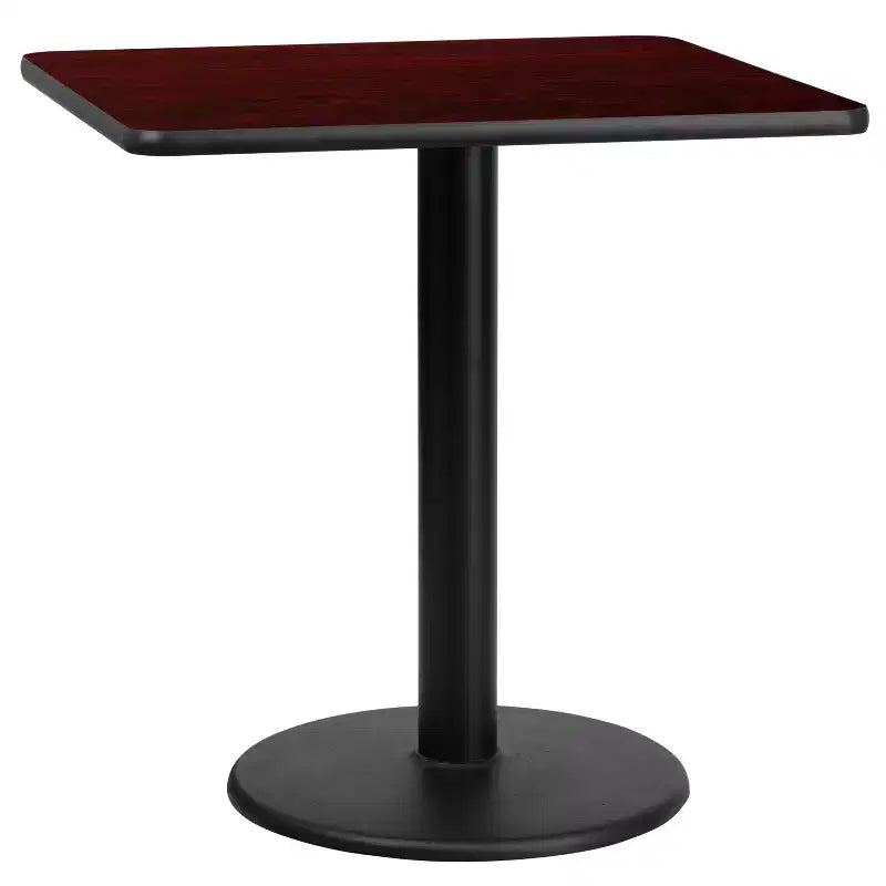 Plateau de table stratifié carré Emma and Oliver 30 avec base de 18 de hauteur ronde
