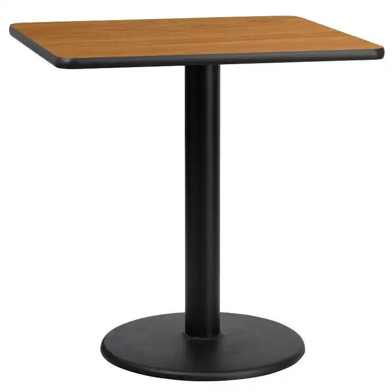 Plateau de table stratifié carré Emma and Oliver 30 avec base de 18 de hauteur ronde