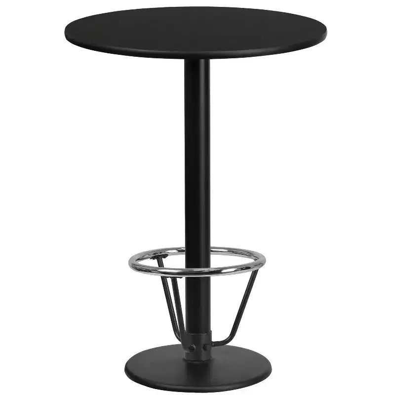 Table de bar ronde stratifiée Emma et Oliver 24 avec base à anneau de pied ronde 18