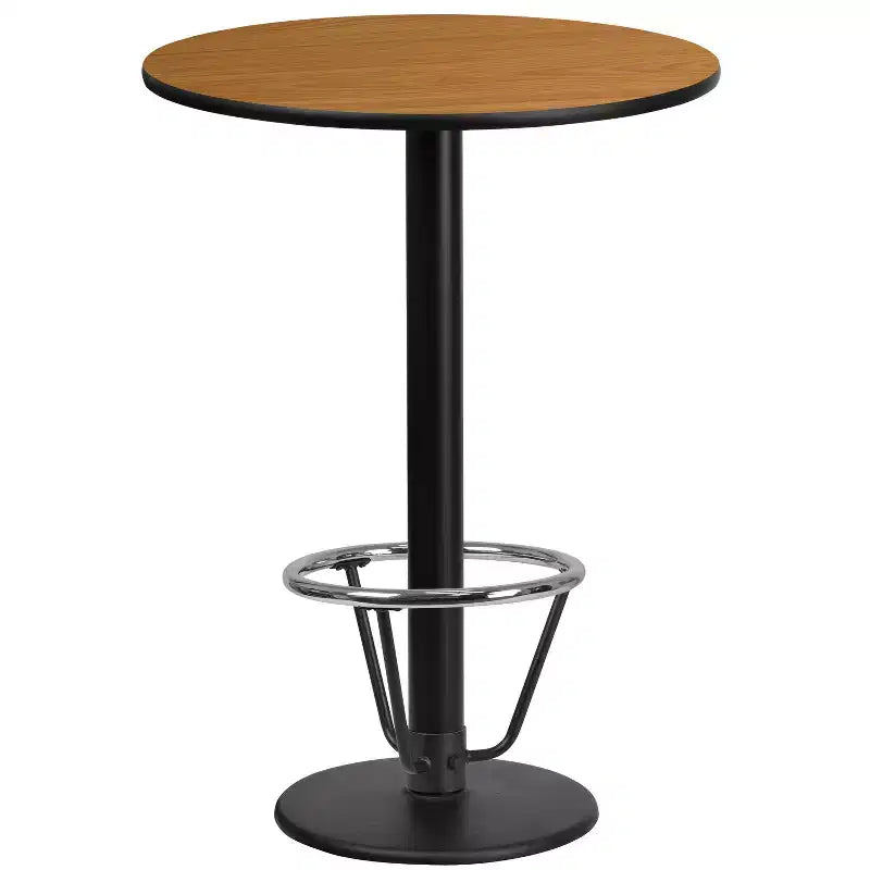 Table de bar ronde stratifiée Emma et Oliver 24 avec base à anneau de pied ronde 18