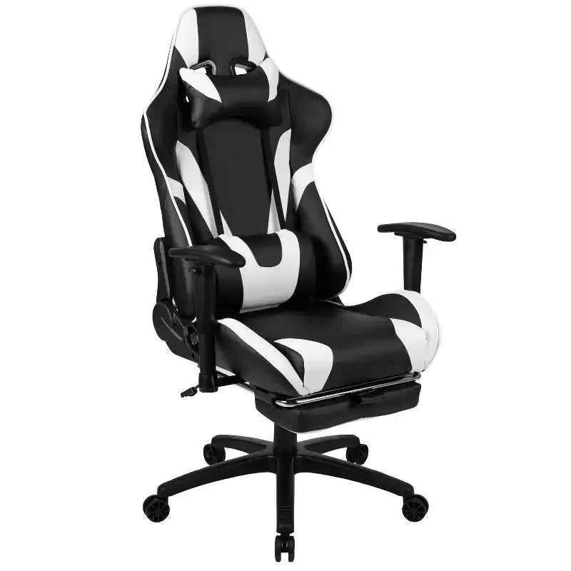 Ensemble bureau et fauteuil de jeu inclinable Flash Furniture avec repose-pieds, porte-gobelet, support pour casque et 2 trous passe-câbles