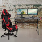 Ensemble bureau et fauteuil de jeu inclinable Flash Furniture avec repose-pieds, porte-gobelet, support pour casque et 2 trous passe-câbles