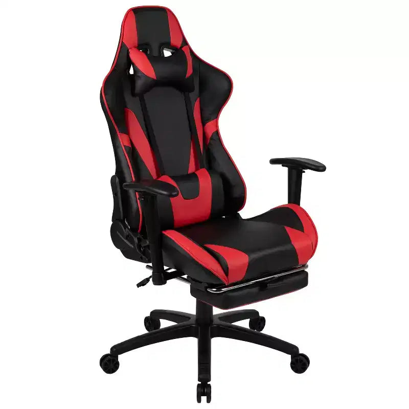 Ensemble bureau et fauteuil de jeu inclinable Flash Furniture avec repose-pieds, porte-gobelet, support pour casque et 2 trous passe-câbles
