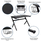 Ensemble bureau et fauteuil de jeu inclinable Flash Furniture avec repose-pieds, porte-gobelet, support pour casque et 2 trous passe-câbles