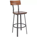 Emma and Oliver Rustic Walnut Dining Barstool with Wood Back/Seat & Gray Frame