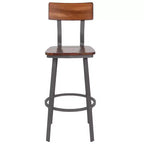 Tabouret de bar/salle à manger rustique Emma et Oliver en noyer avec dossier/assise en bois et cadre gris