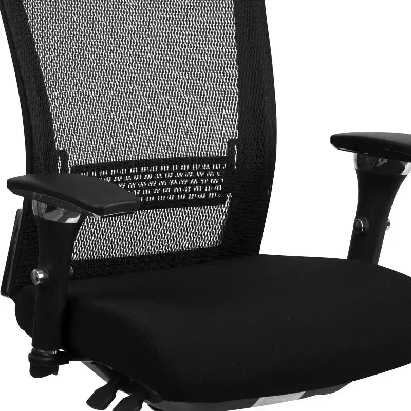 Chaise de bureau ergonomique Emma and Oliver 24/7, 136 kg, avec dossier coulissant et soutien lombaire réglable