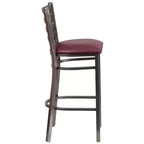 Tabouret de bar Emma et Oliver à dossier échelle en métal, avec finition transparente, pour restaurant