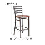 Tabouret de bar Emma et Oliver à dossier échelle en métal, avec finition transparente, pour restaurant