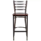 Tabouret de bar Emma et Oliver à dossier échelle en métal, avec finition transparente, pour restaurant