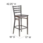 Tabouret de bar Emma et Oliver à dossier échelle en métal, avec finition transparente, pour restaurant
