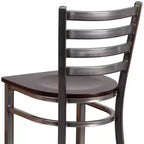 Tabouret de bar Emma et Oliver à dossier échelle en métal, avec finition transparente, pour restaurant