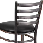 Tabouret de bar Emma et Oliver à dossier échelle en métal, avec finition transparente, pour restaurant