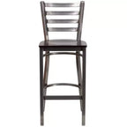 Tabouret de bar Emma et Oliver à dossier échelle en métal, avec finition transparente, pour restaurant
