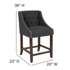Tabouret de comptoir Emma et Oliver 24H Transitional Tufted Walnut