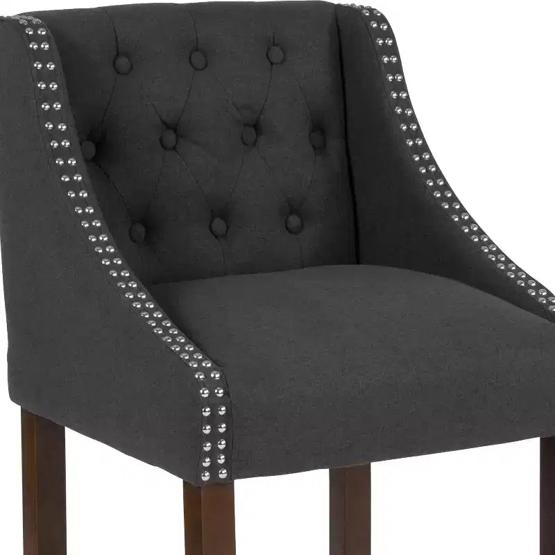 Tabouret de comptoir Emma et Oliver 24H Transitional Tufted Walnut