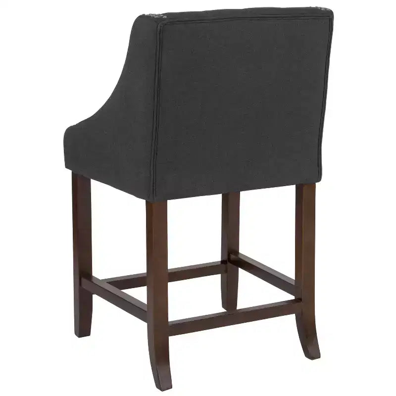 Tabouret de comptoir Emma et Oliver 24H Transitional Tufted Walnut