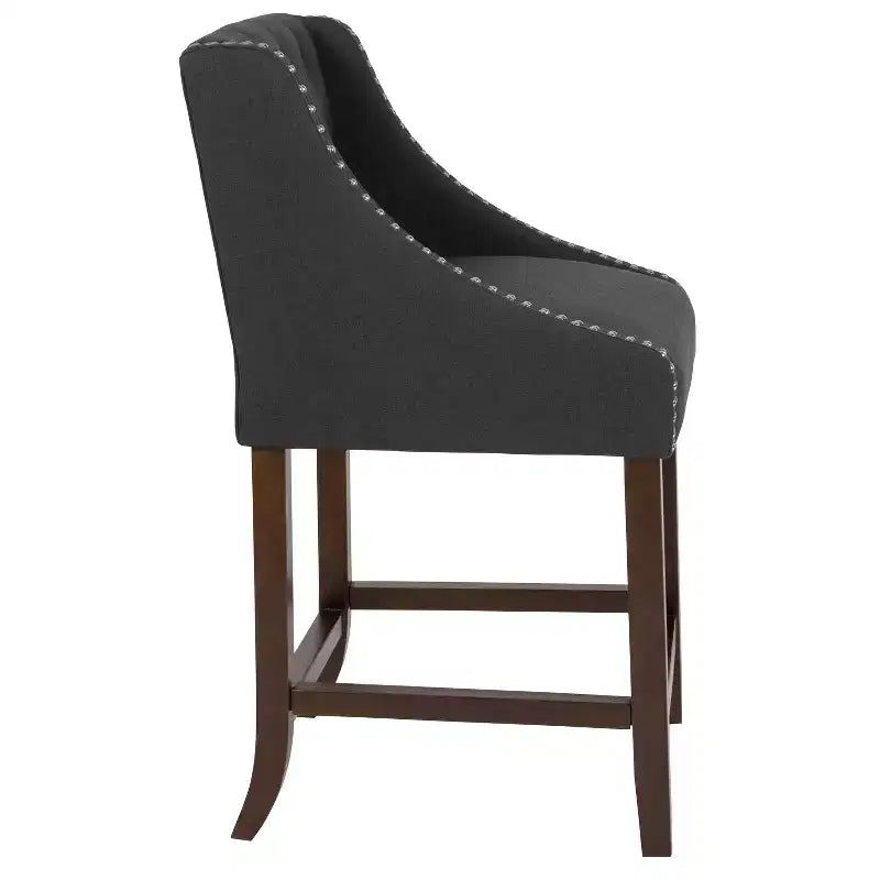 Tabouret de comptoir Emma et Oliver 24H Transitional Tufted Walnut