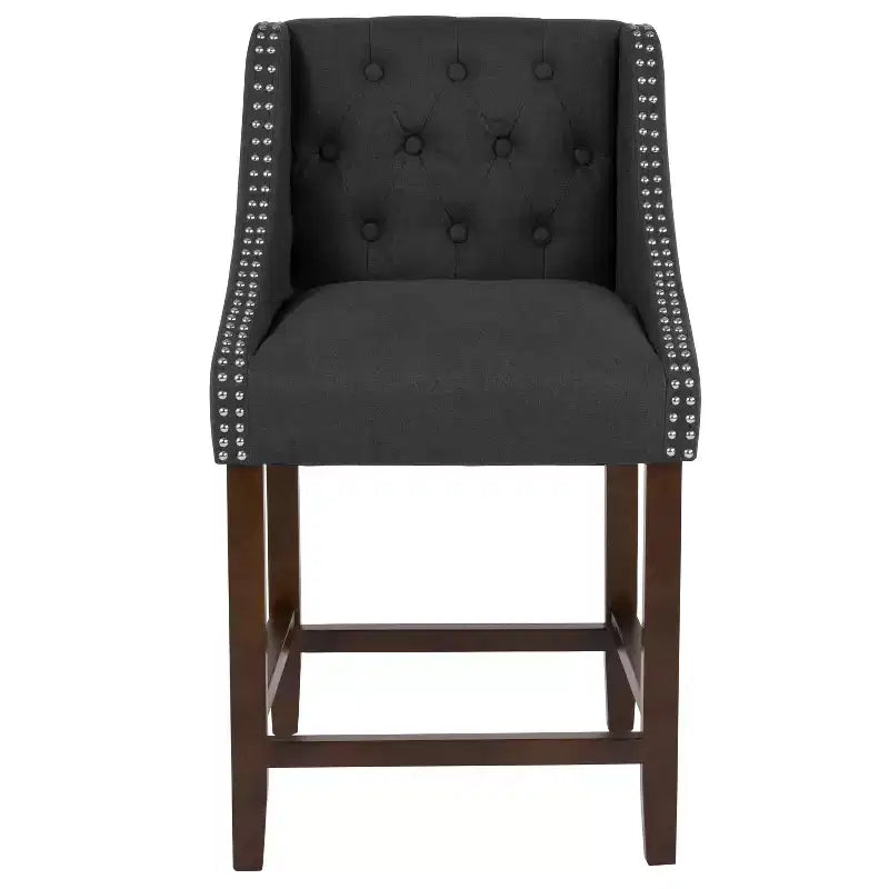 Tabouret de comptoir Emma et Oliver 24H Transitional Tufted Walnut