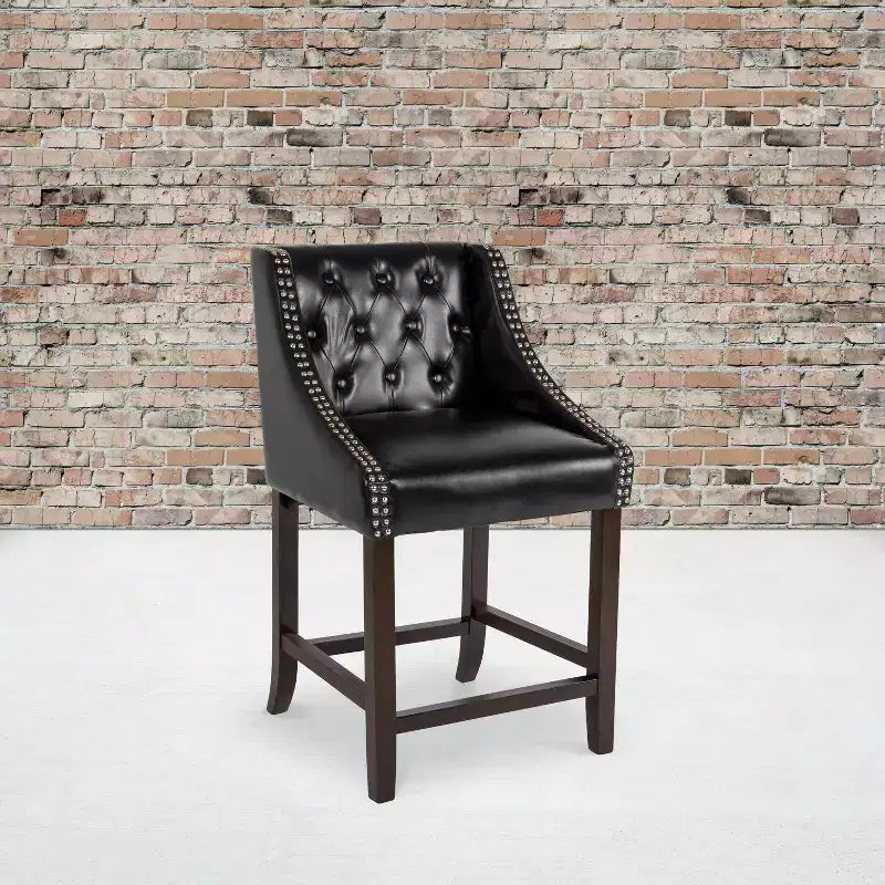 Tabouret de comptoir Emma et Oliver 24H Transitional Tufted Walnut